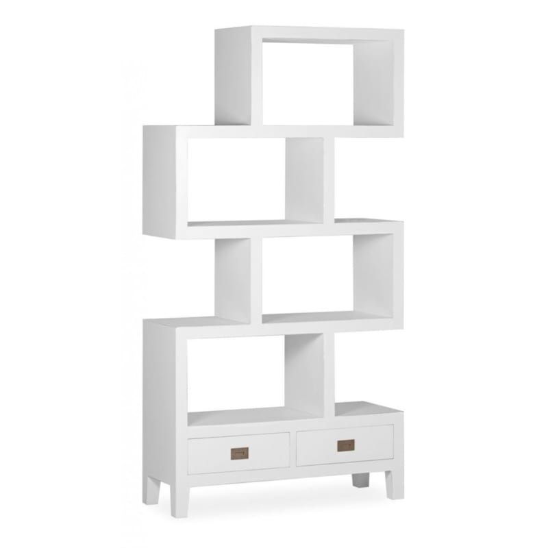 Décoration d'autrefois - Bibliothèque 2 tiroirs bronze bois blanc