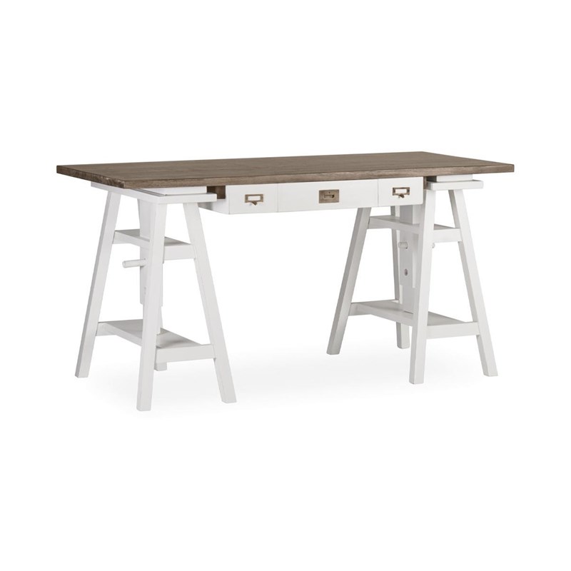 Décoration d'autrefois - Bureau 3 tiroirs bois bronze blanc 150x7