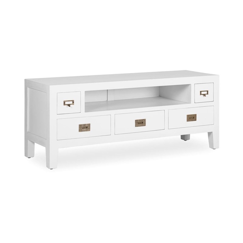 Décoration d'autrefois - Meuble tv 3 tiroirs bois bronze blanc 12