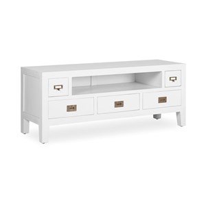 Meuble tv 3 tiroirs bronze bois blanc -