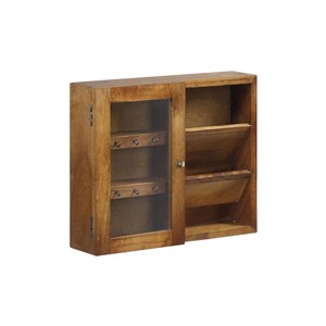 Meuble à clés bronze bois marron -