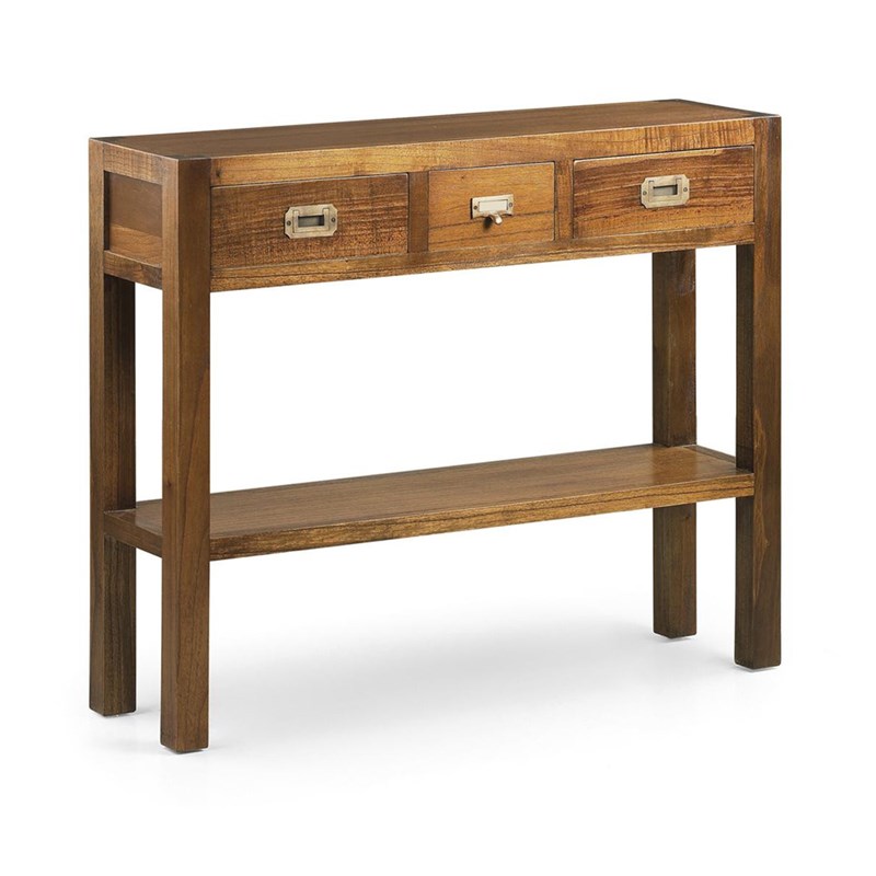 Console 3 tiroirs bronze bois marron -