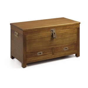 Coffre 2 tiroirs bronze bois marron -
