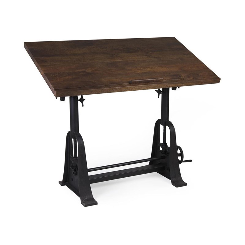 Décoration d'autrefois - Bureau bois métal marron 130x70x77cm - b