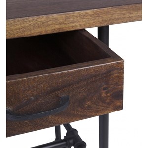 Bureau 2 tiroirs bois marron -