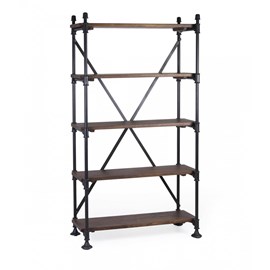 Bibliothèque metal bois-métal marron -