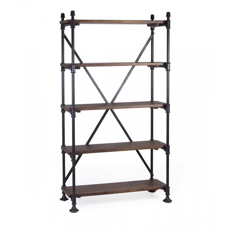 Bibliothèque metal bois marron -