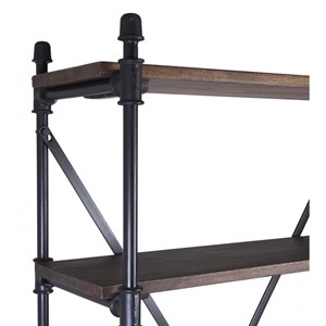 Bibliothèque metal bois-métal marron -