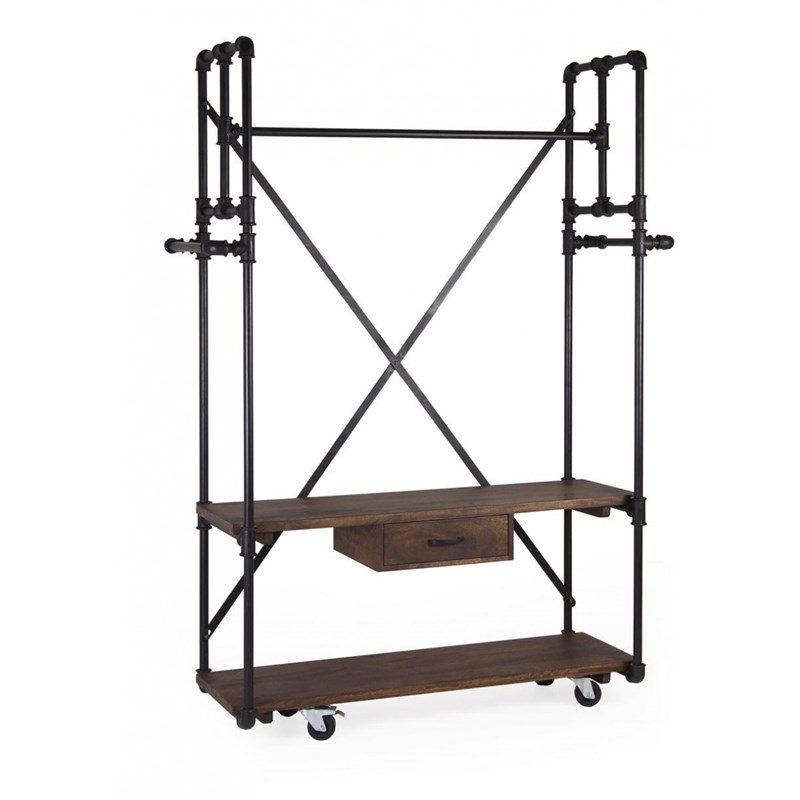 Armoire 1 tiroir metal bois-métal marron