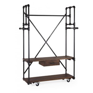 Armoire 1 tiroir metal bois marron -