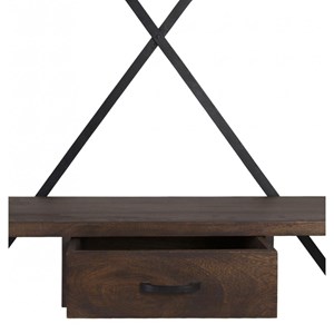 Armoire 1 tiroir metal bois marron -