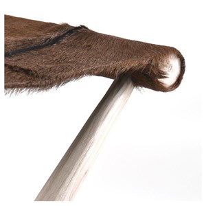 Tabouret cuir bois-cuir de vache blanc -