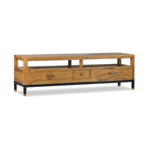 Meuble tv 3 tiroirs bronze bois marron -