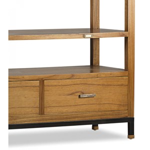 Armoire 2 tiroirs metal bois marron -