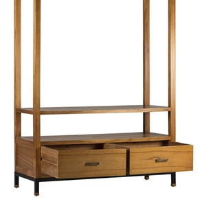 Armoire 2 tiroirs metal bois marron -