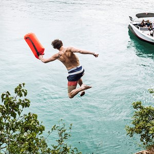 Sac tube étanche 25l fond transparent Orange