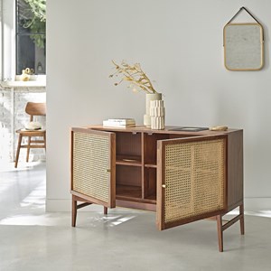 Buffet en bois d'acacia et cannage