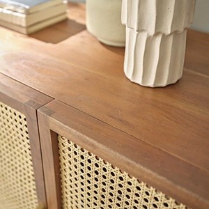 Buffet en bois d'acacia et cannage