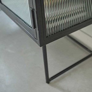 Buffet bas en métal et verre ondulé