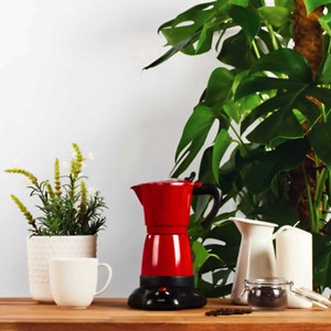 Cafetière italienne électrique rouge 6 t