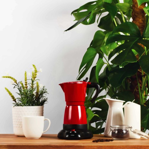 Cafetière italienne électrique rouge 6 t