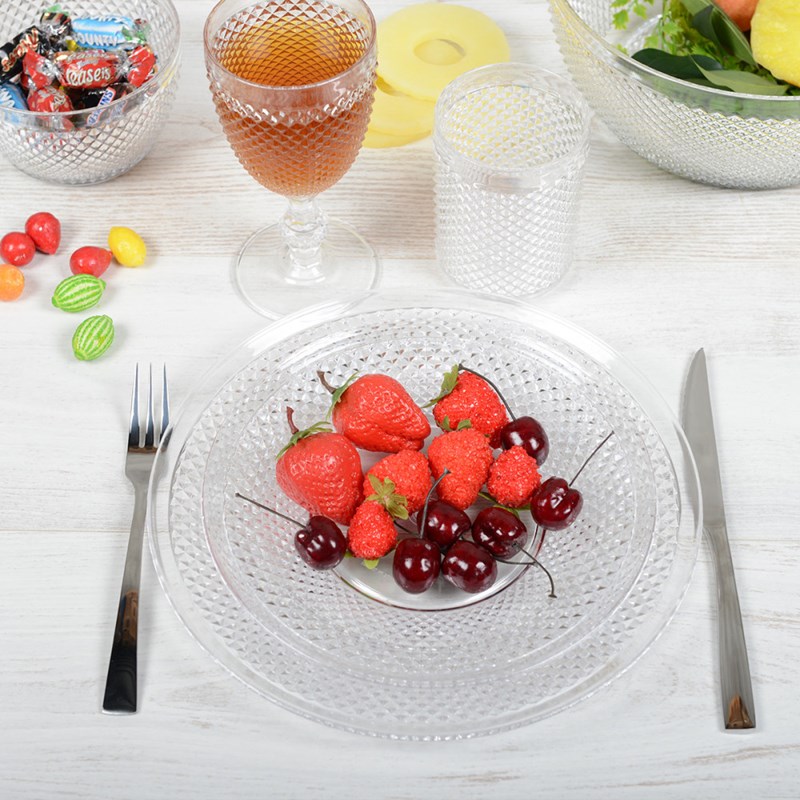 Assiette à dessert acrylique diamant - lot de 6