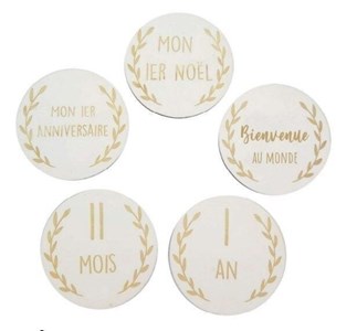 Lot de 15 cartes étapes ronde couronne