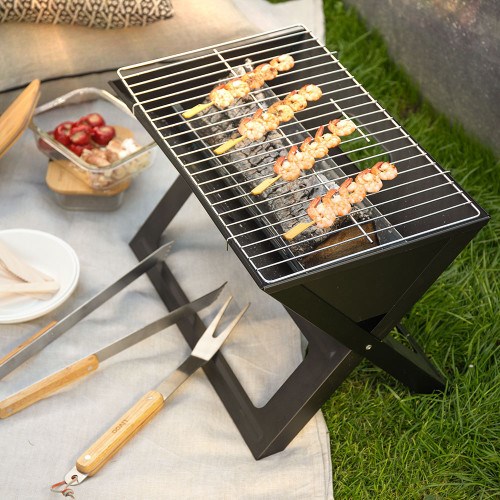 Livoo - Barbecue à charbon pliable noir