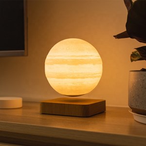 Globe jupiter 3d en lévitation base bois