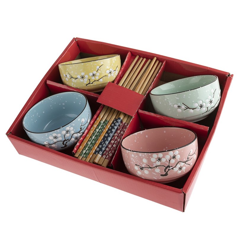La chineuse - Coffret bols à riz – fleurs de cerisier