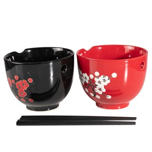 Duo de grand bols – rouge et noir