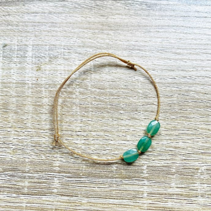 Bracelet Pour Femme En Aventurine Et Or - Bijou Cadeau Élégant Style Gourmette