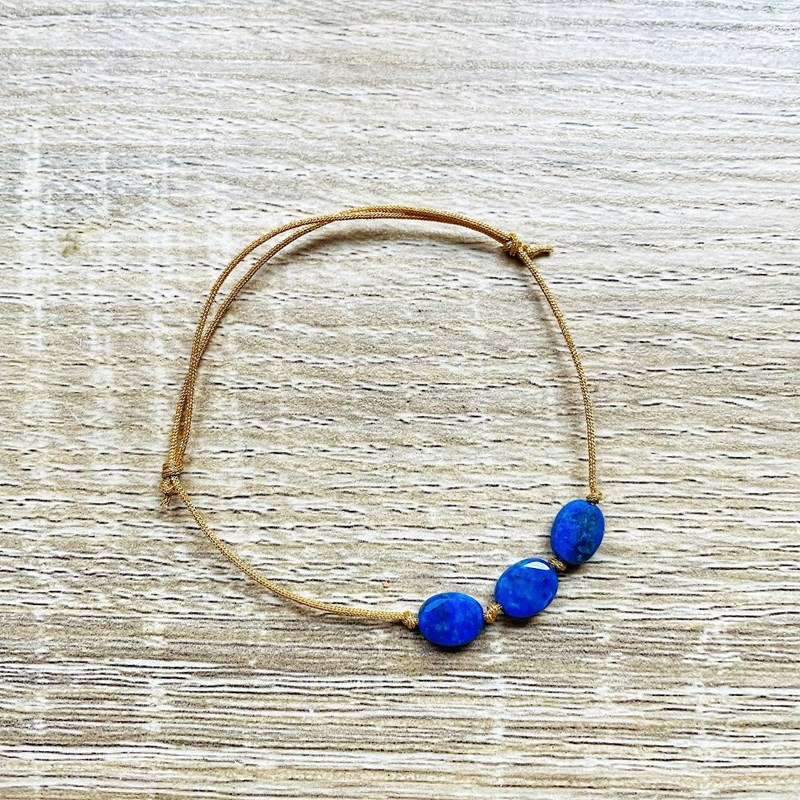 Bracelet lapis lazuli doré candy