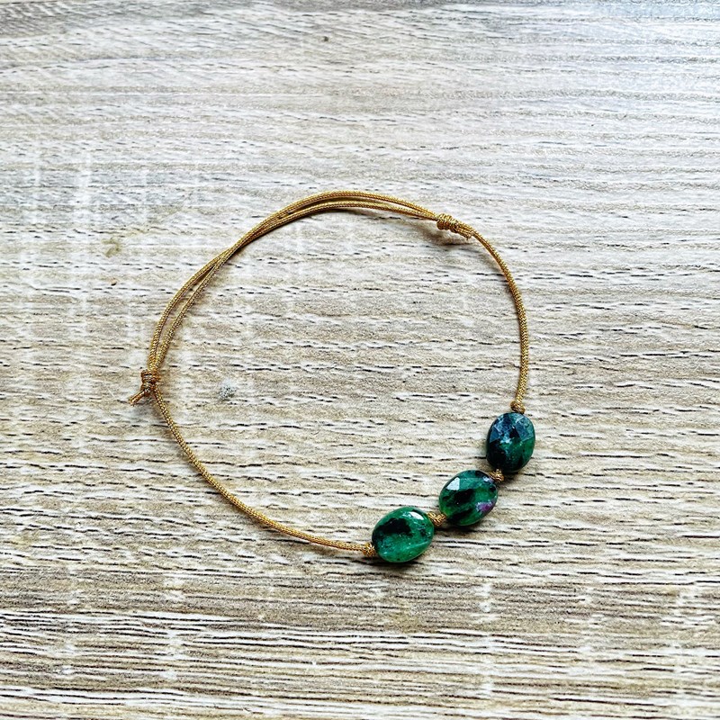 Ysie - Bracelet candy rubis zoisite verte doré