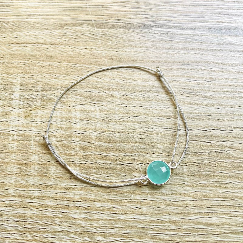Ysie - Bracelet alba calcédoine verte argenté
