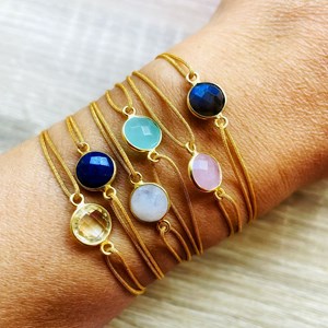 Bracelet alba calcédoine verte argenté