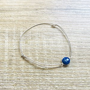 Bracelet alba lapis lazuli bleue argenté