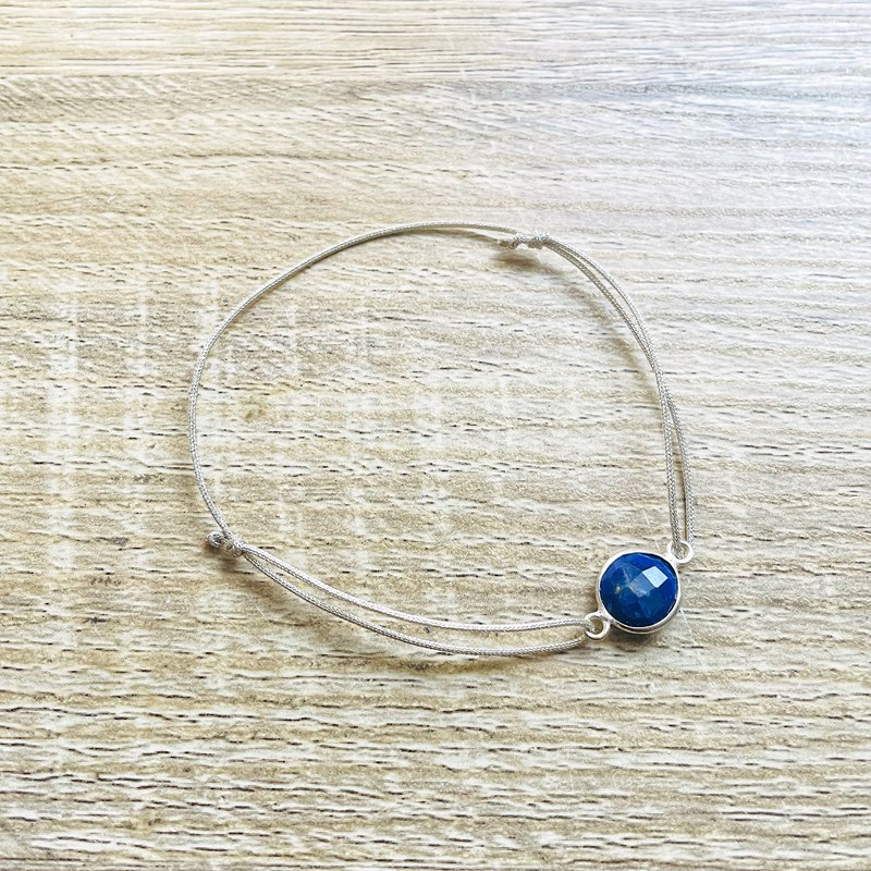 Ysie - Bracelet alba lapis lazuli bleue argenté