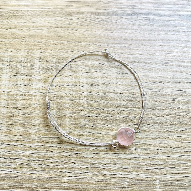 Ysie - Bracelet alba quartz rose argenté
