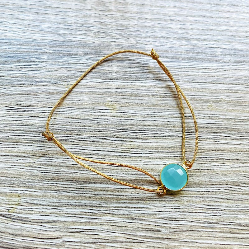 Ysie - Bracelet alba calcédoine verte doré