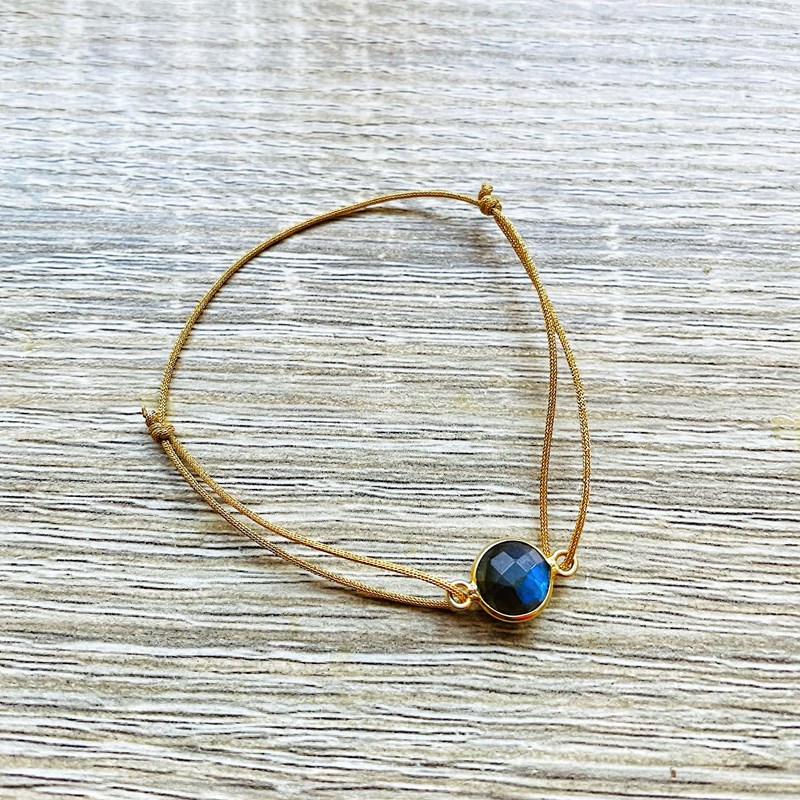 Ysie - Bracelet alba labradorite grise doré