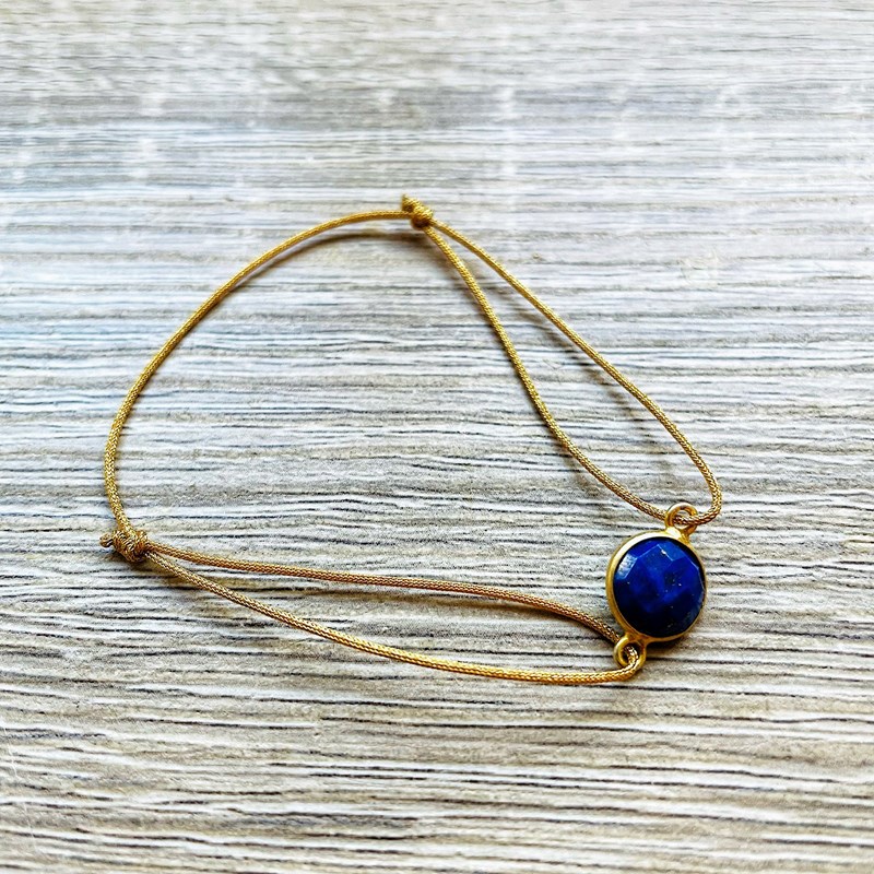 Ysie - Bracelet alba lapis lazuli bleue doré