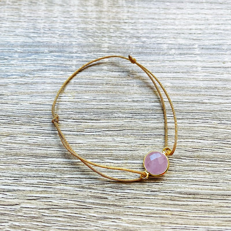 Ysie - Bracelet alba quartz rose doré