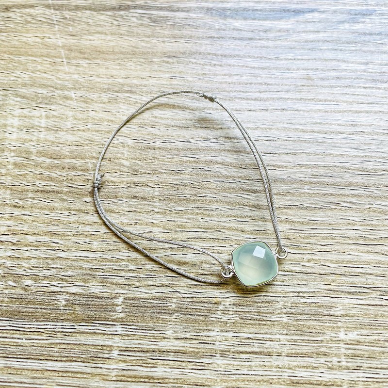 Ysie - Bracelet livia calcédoine verte argenté
