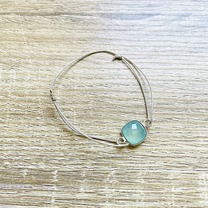 Ysie - Bracelet livia calcédoine bleue argenté