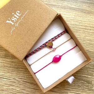 Coffret trio de bracelets roses