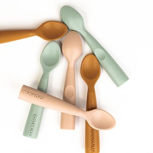 Cuillère bébé 100% silicone vert amande