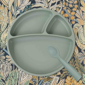 Cuillère bébé 100% silicone vert amande