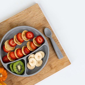 Cuillère bébé 100% silicone gris 6+