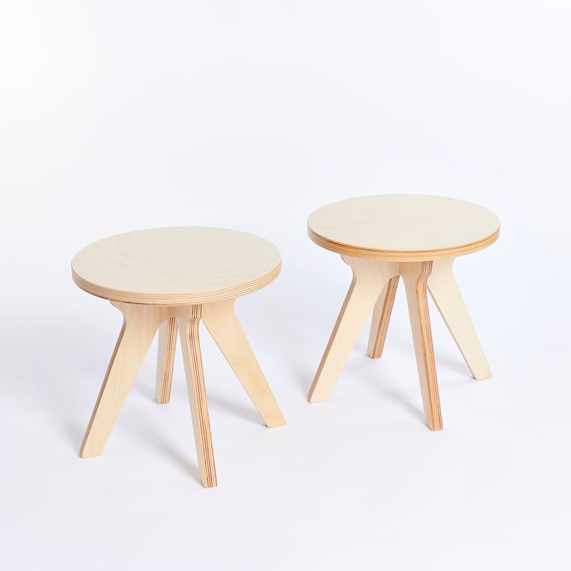 Lot de 2 tabourets en bois